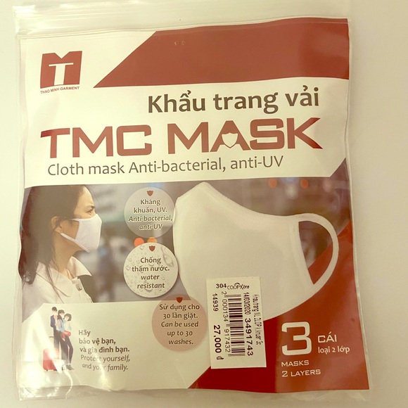 $9 for 3 Antibacterial, antiUV mask. 100% Cotton. - Picture 1 of 4